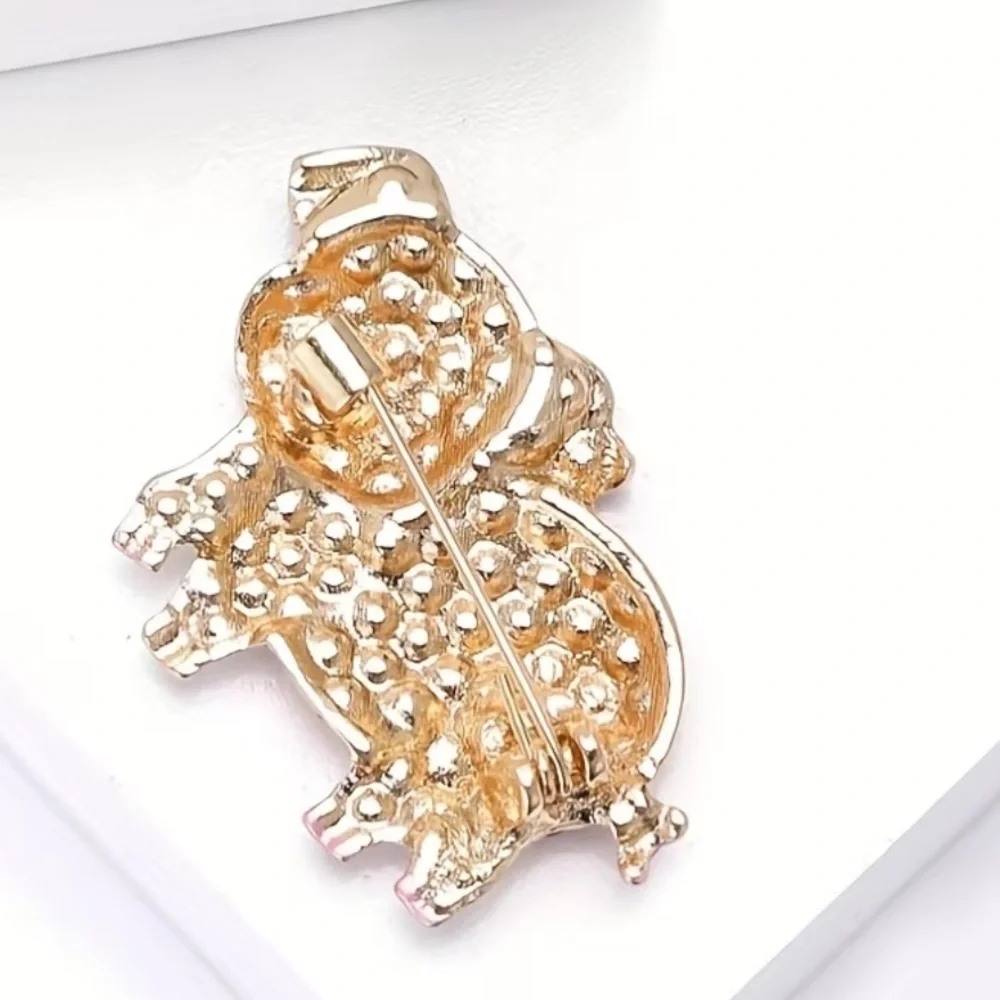 Rhinestone Piggy Brooch-NEW